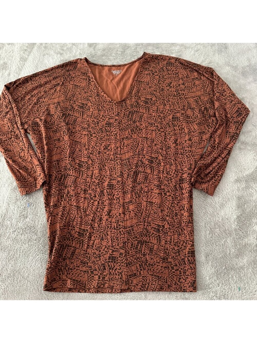 Garnet Hill Dolman Sleeve Tee Shirt Brown Black Women's MEDIUM Tencel Lyocell